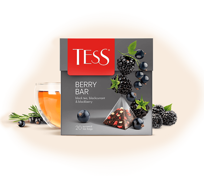 Чай Tess Berry Bar, черный фруктовый, 20 пирамидок